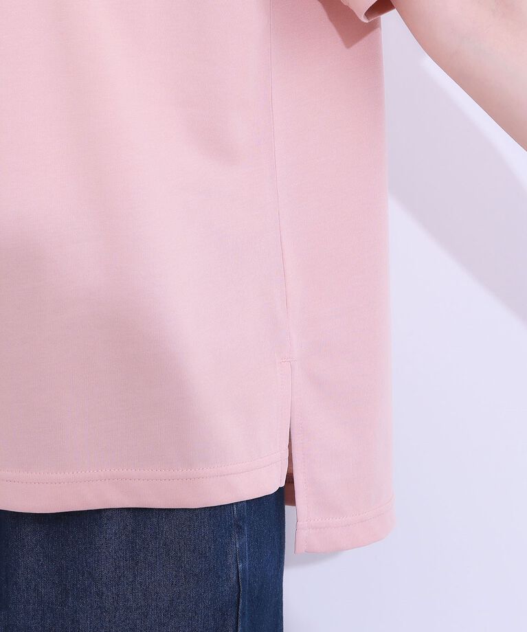 SHOO･LA･RUE「【S-LL/ひんやり/UV】アウトスタイルもサマになる さらさら抜け襟Tシャツ」|Tシャツ・カットソー|