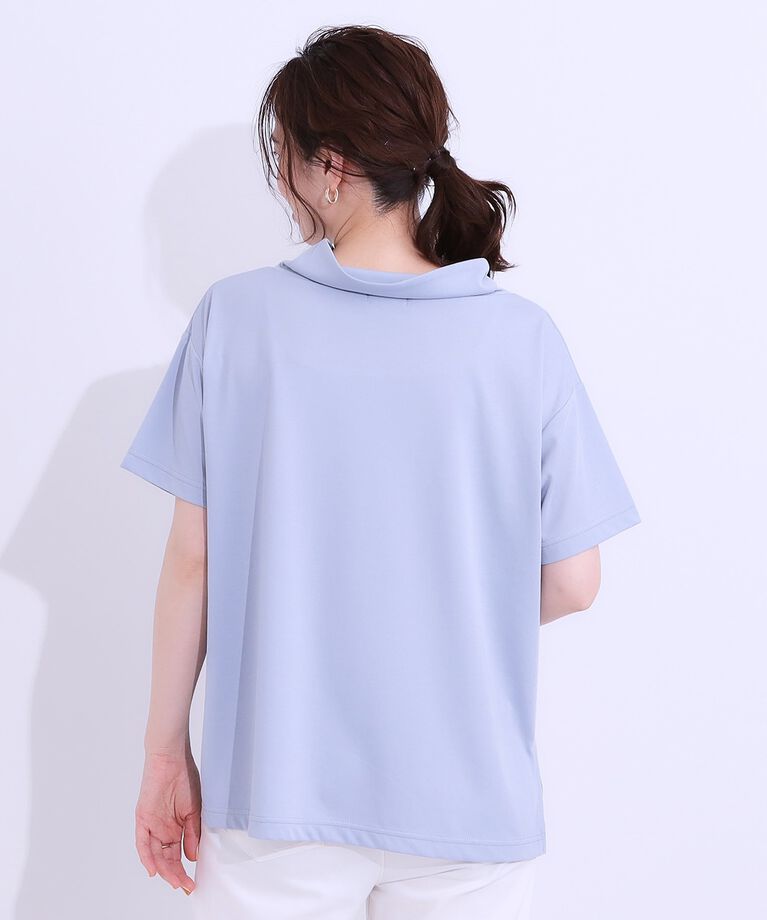 SHOO･LA･RUE「【S-LL/ひんやり/UV】アウトスタイルもサマになる さらさら抜け襟Tシャツ」|Tシャツ・カットソー|