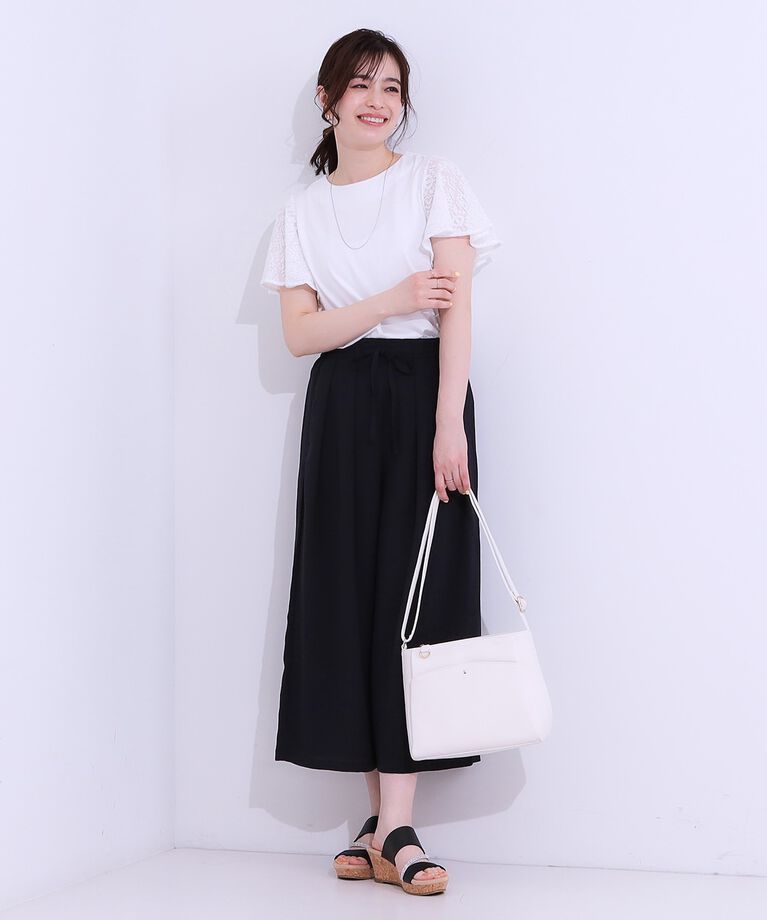 SHOO･LA･RUE「【S-LL】大人の上品コーデに お袖レース切り替えトップス」|Tシャツ・カットソー|