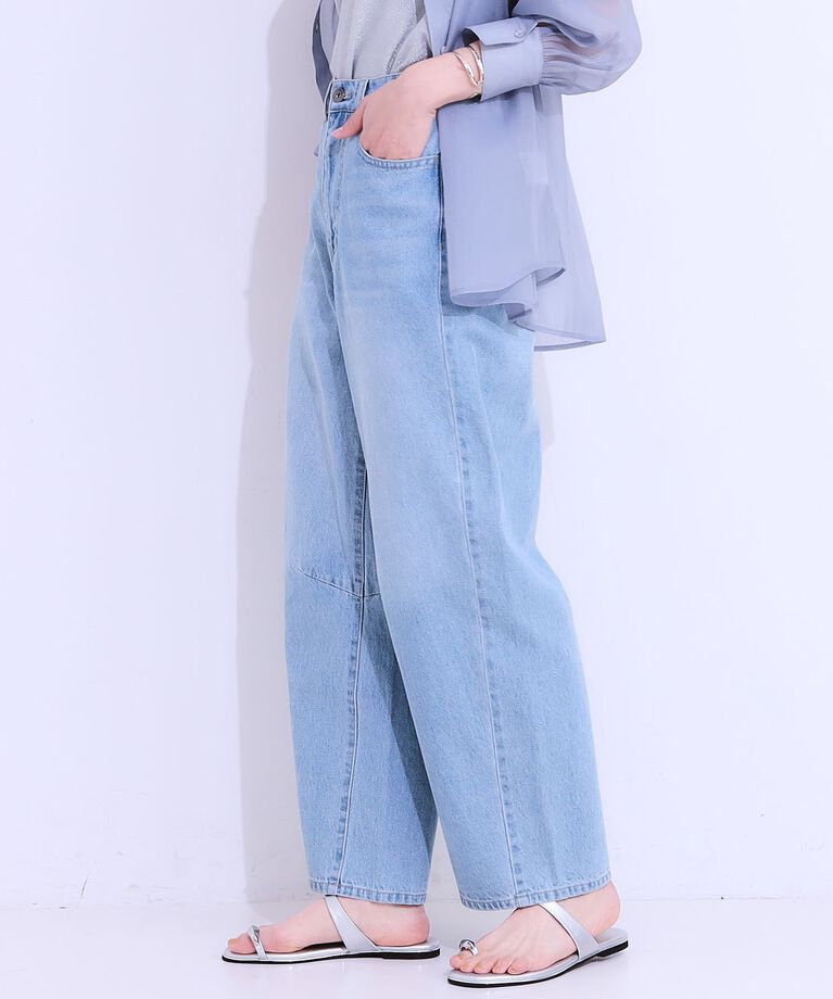 SHOO･LA･RUE「【S-LL】大人のこなれ見えスタイルに カーブデニムパンツ」|デニム|