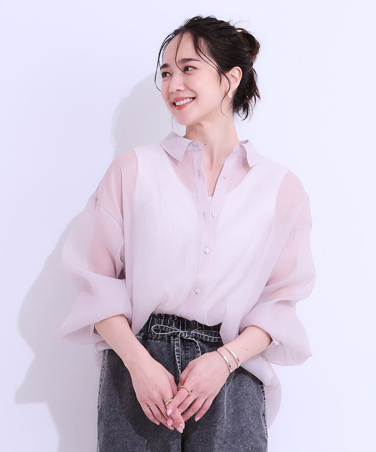 SHOO･LA･RUE「大人の上品なシアー感 オーガンジー シアーシャツ」|シャツ・ブラウス|