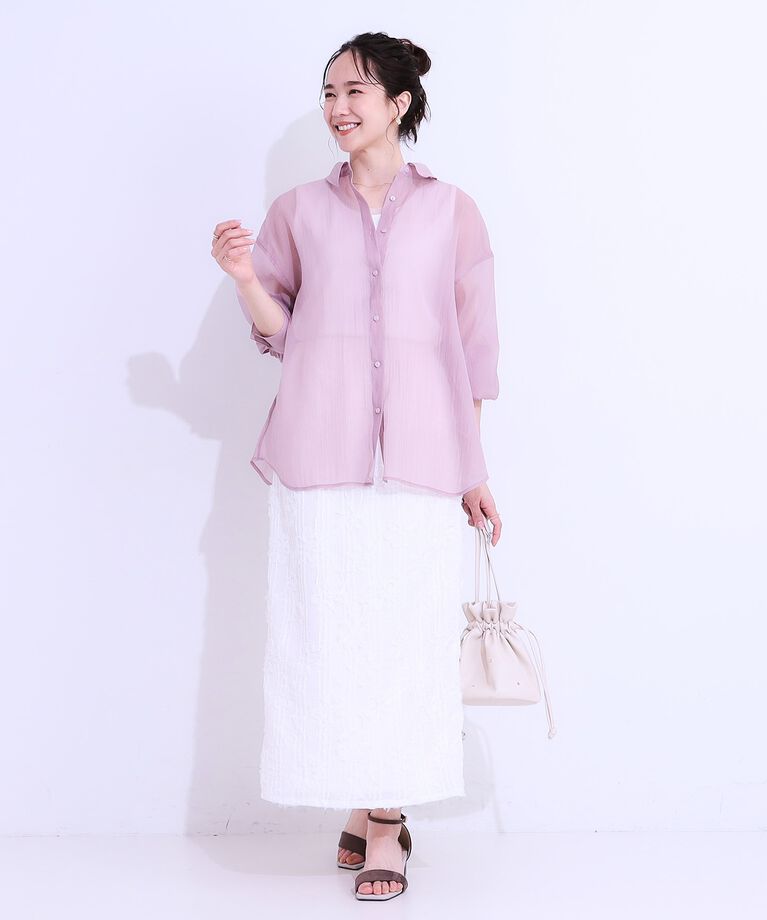 SHOO･LA･RUE「大人の上品なシアー感 オーガンジー シアーシャツ」|シャツ・ブラウス|