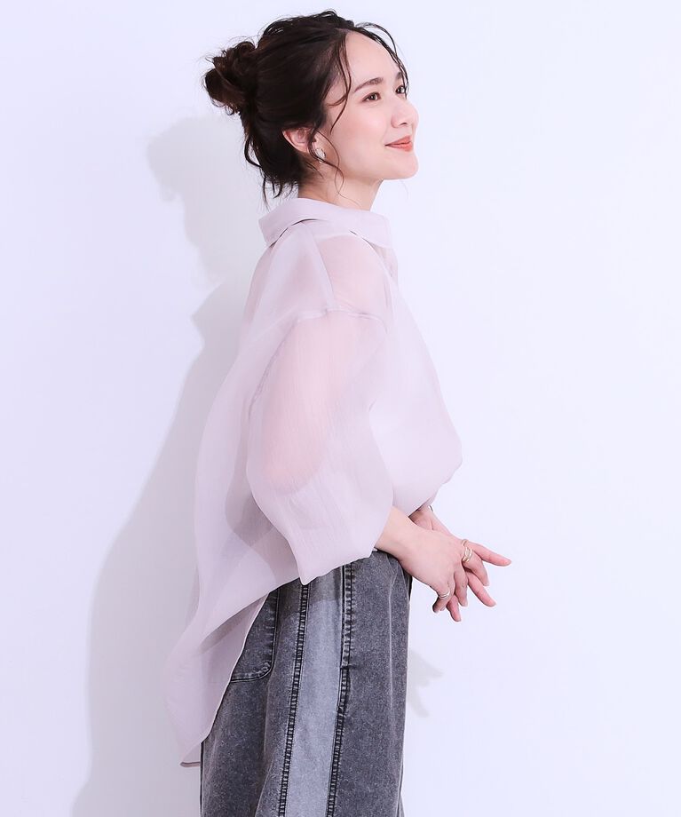 SHOO･LA･RUE「大人の上品なシアー感 オーガンジー シアーシャツ」|シャツ・ブラウス|