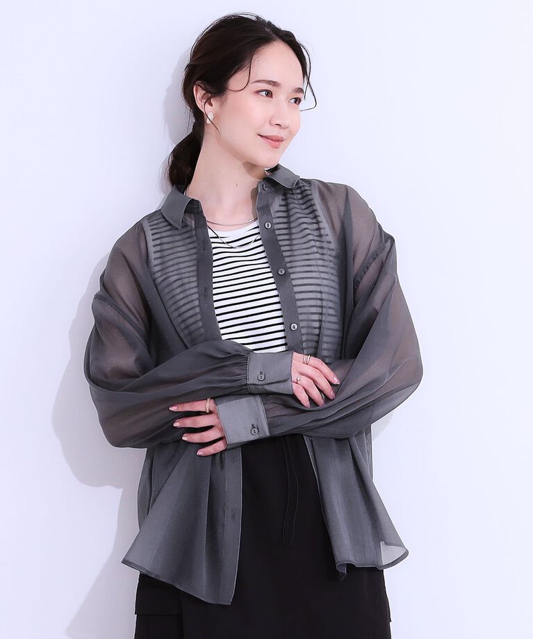 SHOO･LA･RUE「大人の上品なシアー感 オーガンジー シアーシャツ」|シャツ・ブラウス|
