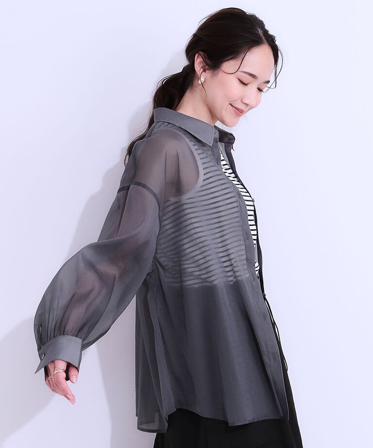 SHOO･LA･RUE「大人の上品なシアー感 オーガンジー シアーシャツ」|シャツ・ブラウス|