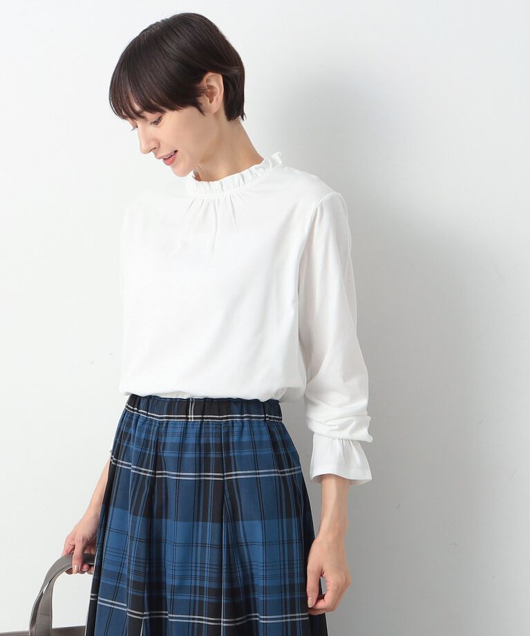 Dessin「【洗える】ネックフリルロングスリーブTシャツ（XS～L）」|Tシャツ・カットソー|