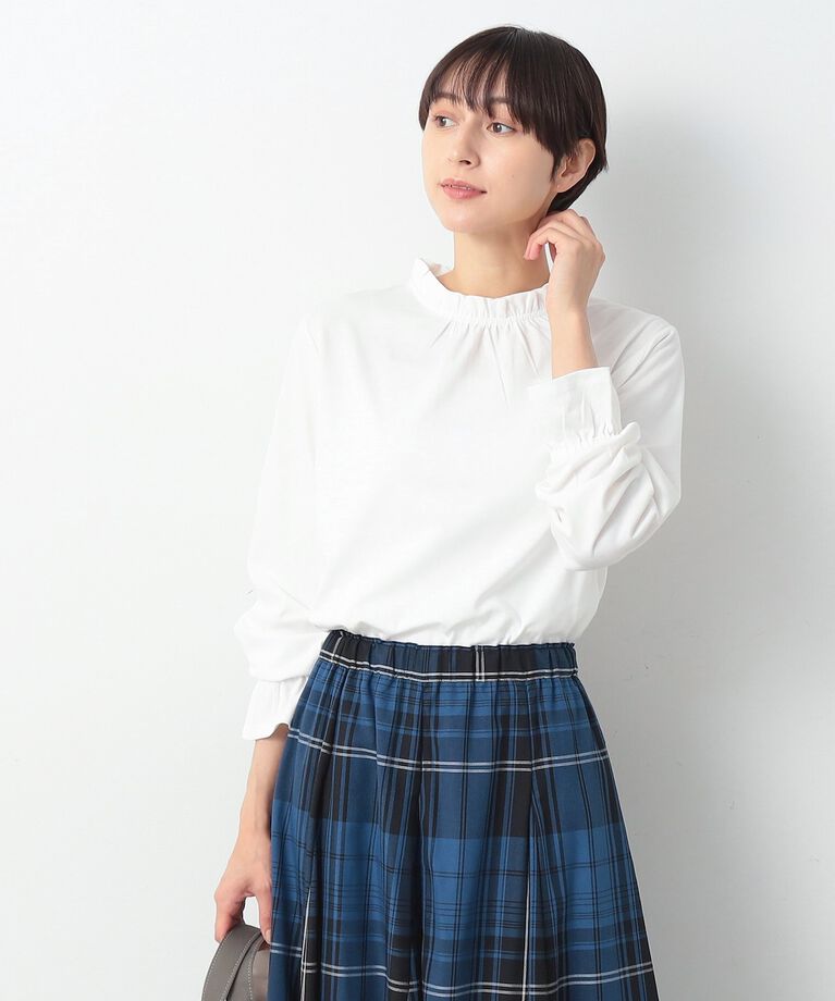 Dessin「【洗える】ネックフリルロングスリーブTシャツ（XS～L）」|Tシャツ・カットソー|