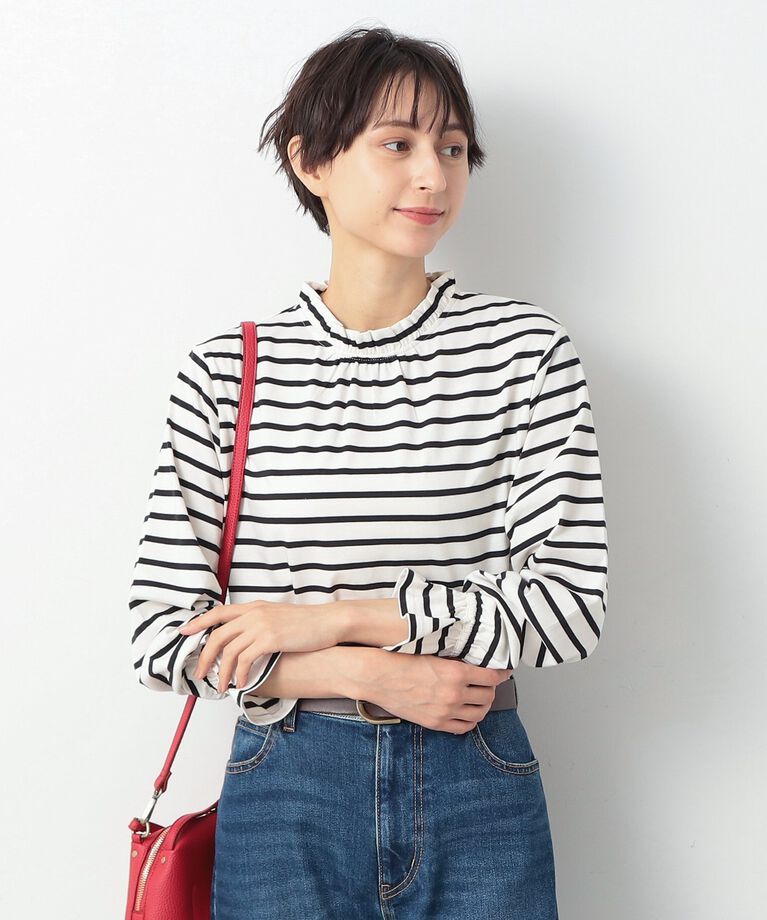 Dessin「【洗える】ネックフリルロングスリーブTシャツ（XS～L）」|Tシャツ・カットソー|