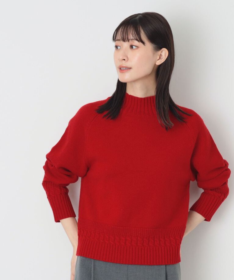 Dessin「【洗える】ハイネッククロップドニット（XS～L）」|ニット・セーター|ﾚｯﾄﾞ(063)