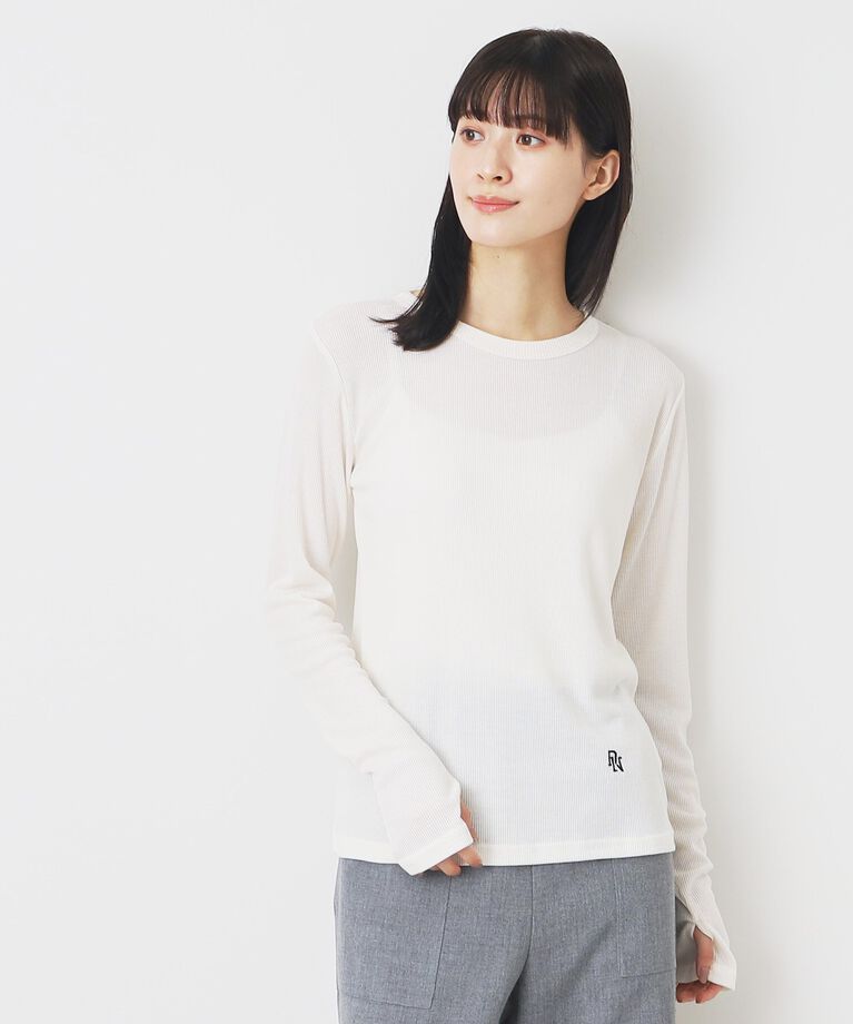Dessin「【洗える】リブクルーネックロングスリーブ」|Tシャツ・カットソー|ﾎﾜｲﾄ(002)