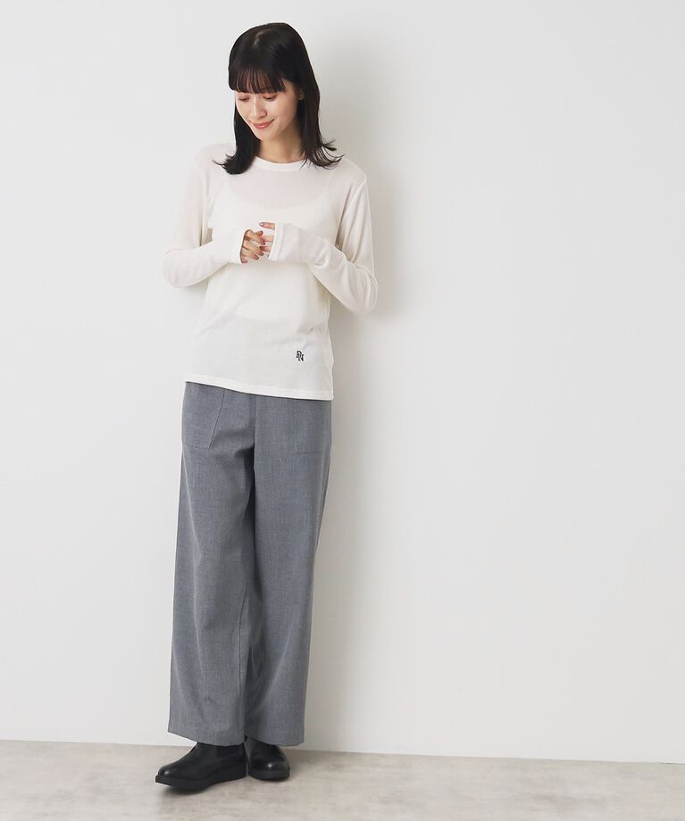 Dessin「【洗える】リブクルーネックロングスリーブ」|Tシャツ・カットソー|