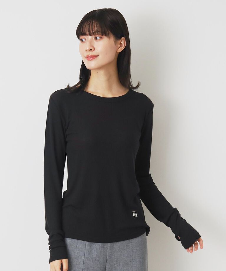 Dessin「【洗える】リブクルーネックロングスリーブ」|Tシャツ・カットソー|ﾌﾞﾗｯｸ(019)