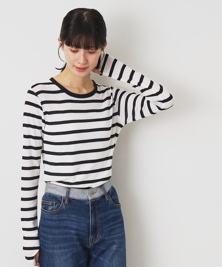 Dessin「【洗える】リブクルーネックロングスリーブ」|Tシャツ・カットソー|ﾌﾞﾗｯｸ(119)