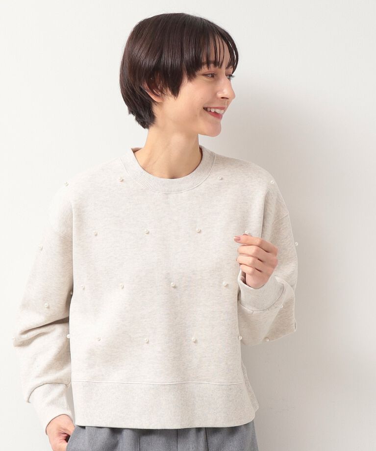 Dessin「【洗える】パール調付きスウェット（S～L）」|Tシャツ・カットソー|ﾗｲﾄﾍﾞｰｼﾞｭ(051)