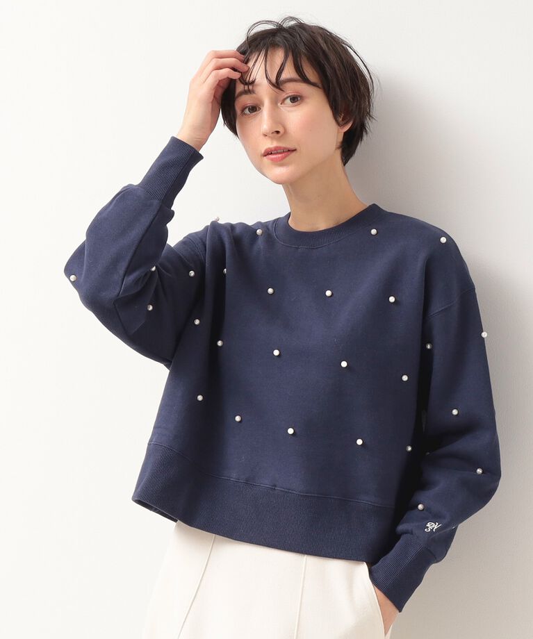 Dessin「【洗える】パール調付きスウェット（S～L）」|Tシャツ・カットソー|ﾈｲﾋﾞｰ(094)