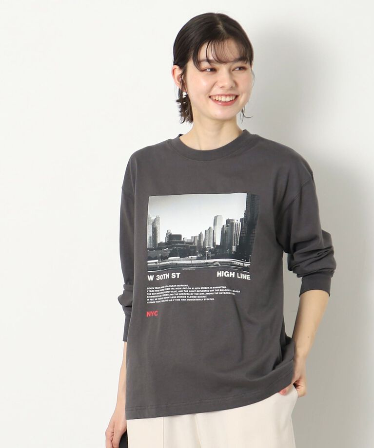 Dessin「【ユニセックス・洗える】フォトプリントロングスリーブTシャツ」|Tシャツ・カットソー|チャコールグレー(0
