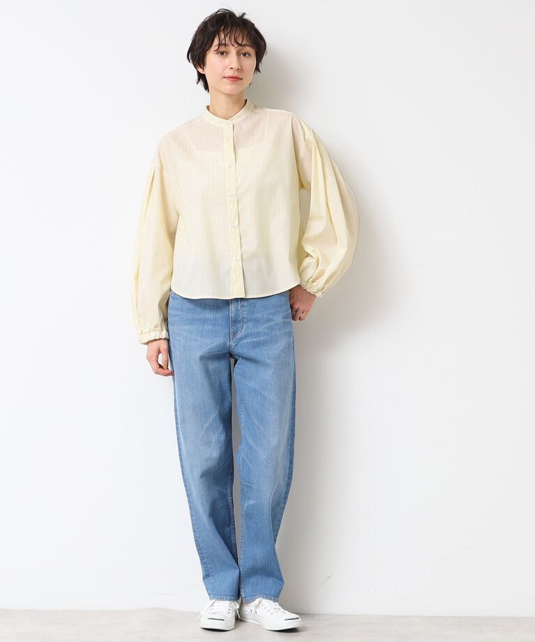 Dessin「【洗える】バンドカラーストライプシャツ（XS～L）」|シャツ・ブラウス|