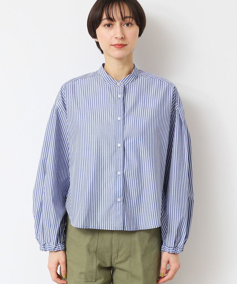 Dessin「【洗える】バンドカラーストライプシャツ（XS～L）」|シャツ・ブラウス|
