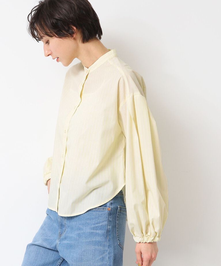 Dessin「【洗える】バンドカラーストライプシャツ（XS～L）」|シャツ・ブラウス|