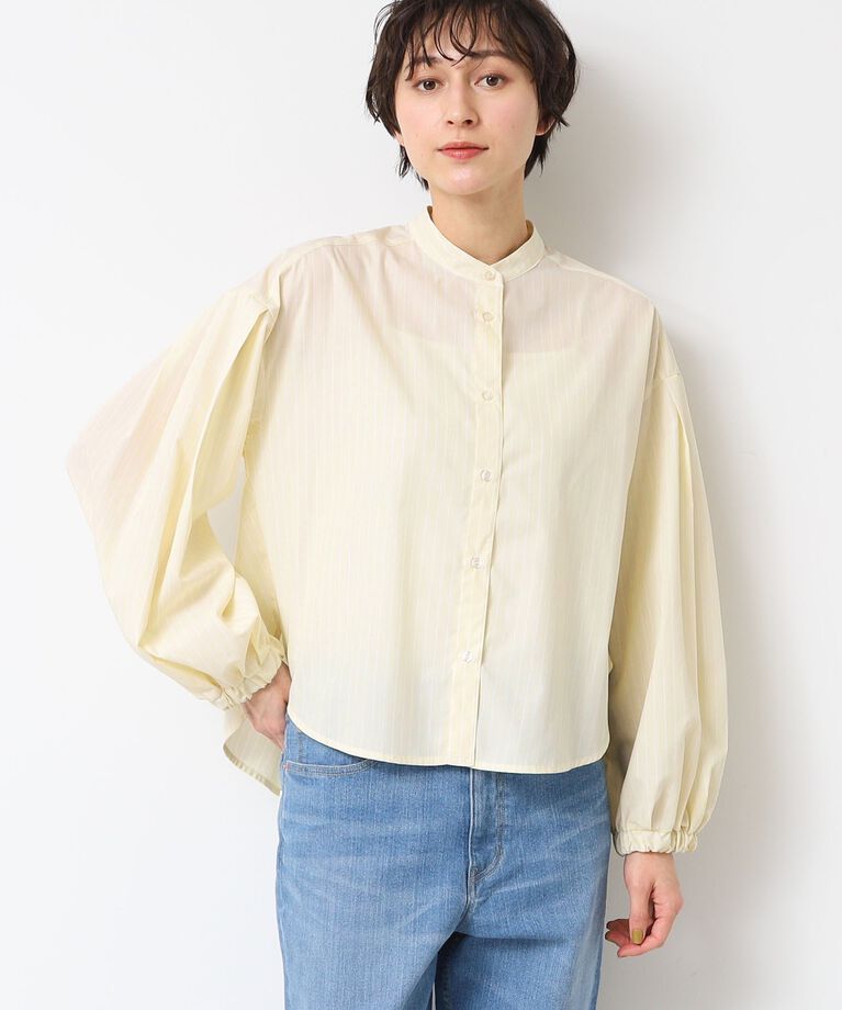 Dessin「【洗える】バンドカラーストライプシャツ（XS～L）」|シャツ・ブラウス|