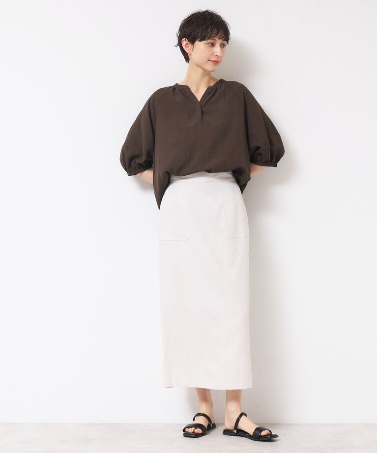 Dessin「【洗える】スキッパ―五分袖ブラウス（XS～L）」|シャツ・ブラウス|
