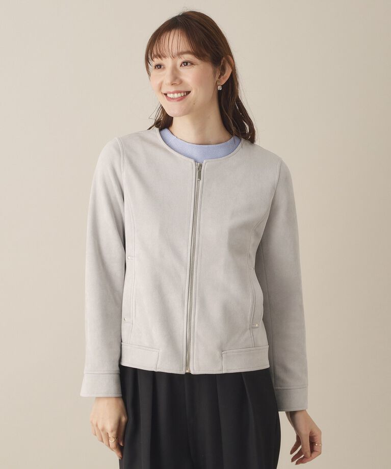 ITS’DEMO「【通勤／M・Lサイズ展開】カットフェイクスエードジャケット」|ノーカラージャケット|
