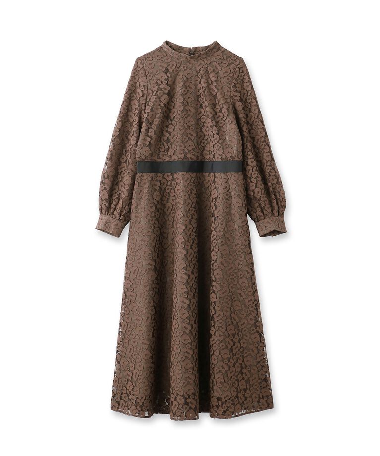 SunaUna「【SS～Lサイズ展開/レオパードレース】スタンドネックワンピース」|ワンピース|