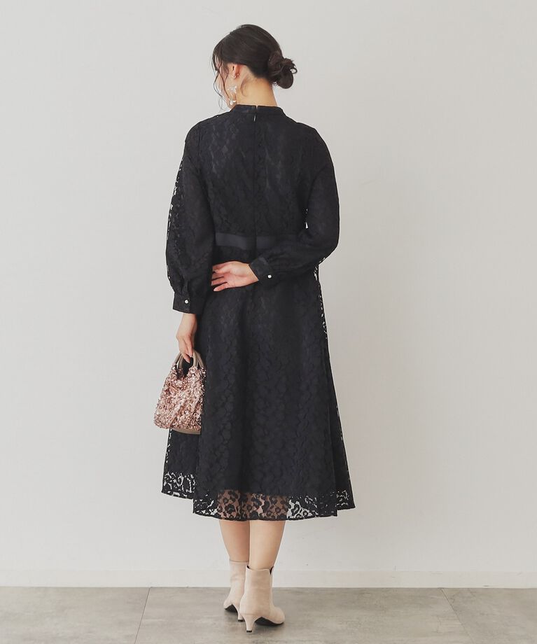 SunaUna「【SS～Lサイズ展開/レオパードレース】スタンドネックワンピース」|ワンピース|