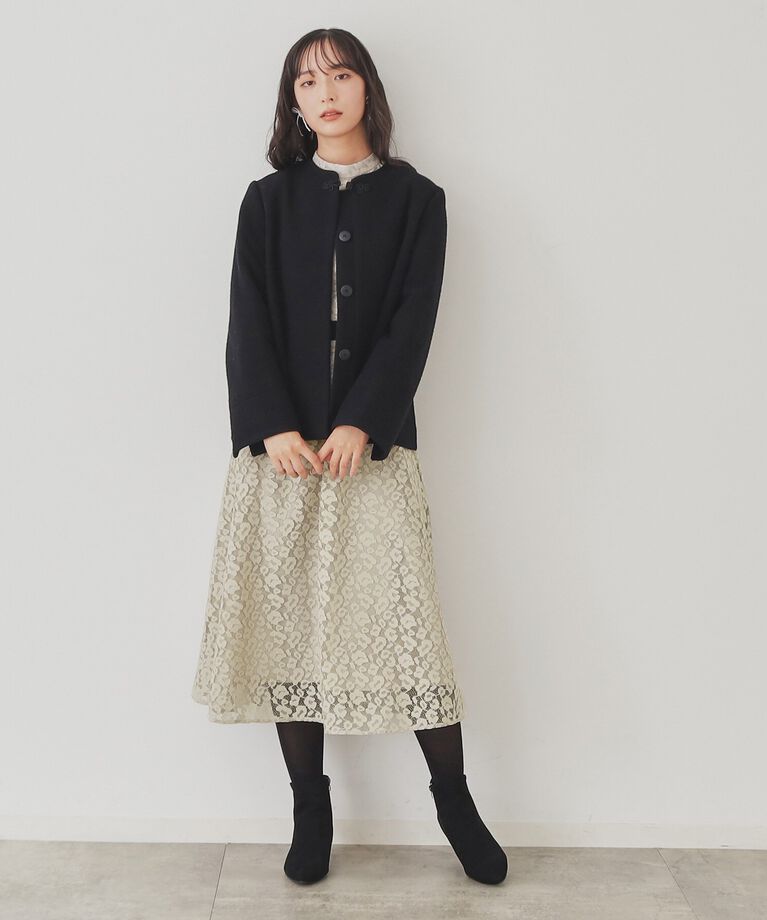 SunaUna「【SS～Lサイズ展開/レオパードレース】スタンドネックワンピース」|ワンピース|