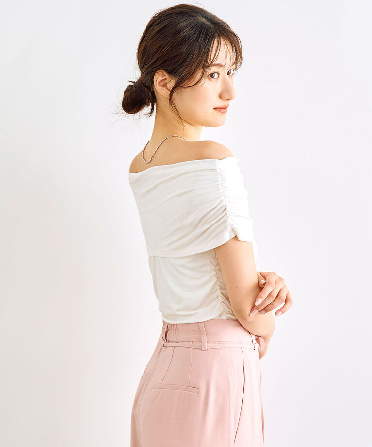 COCO DEAL「オフショルギャザートップス」|Tシャツ・カットソー|