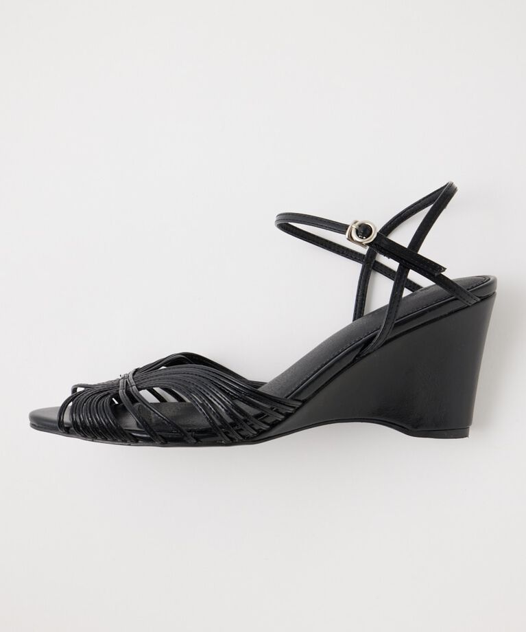MOUSSY「NARROW STRAP WEDGE サンダル」|サンダル|BLK