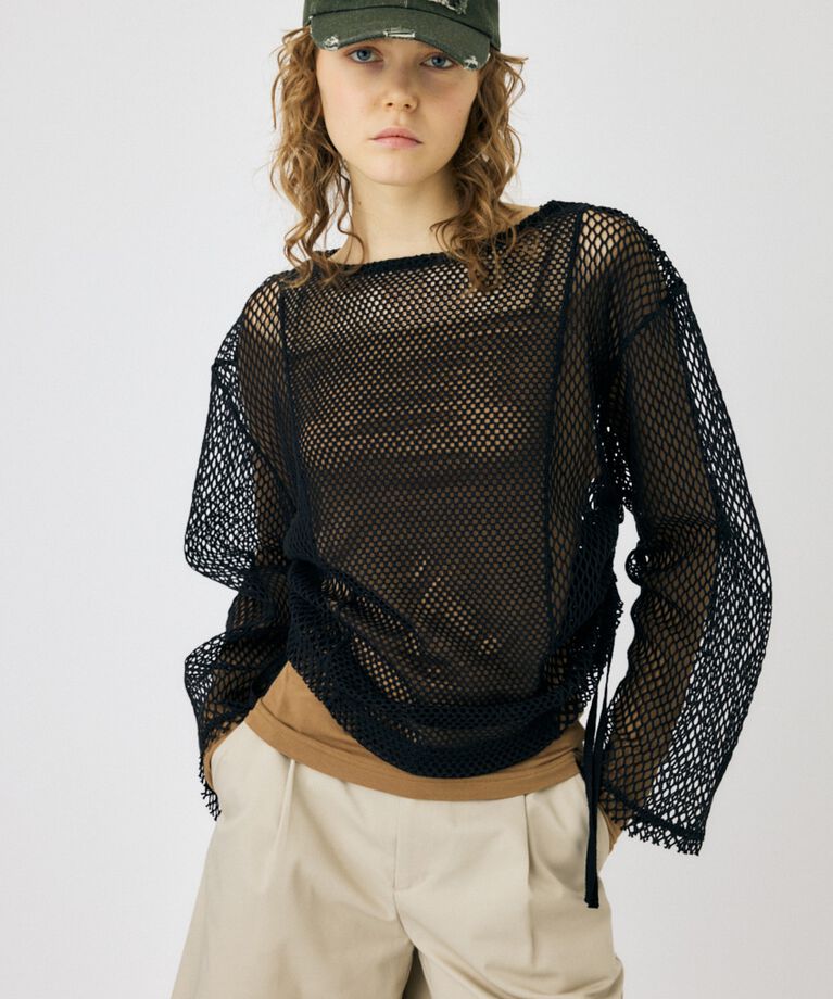 MOUSSY「MESH LS Tシャツ」|Tシャツ・カットソー|BLK