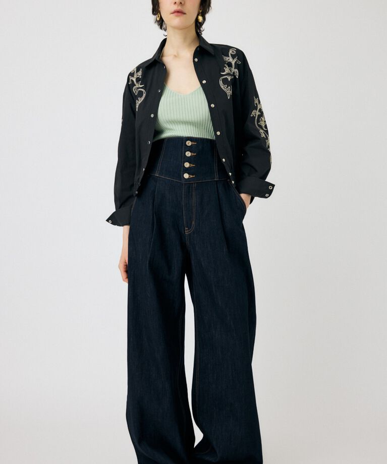 MOUSSY「CORSET DESIGN BAGGY」|デニム|