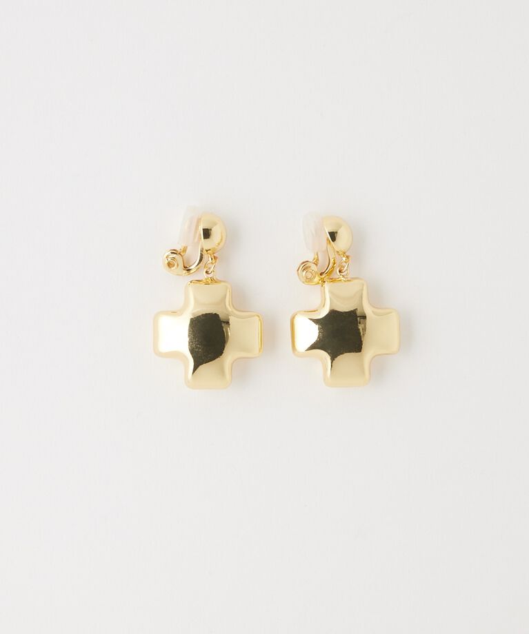 MOUSSY「PUFFED CROSS CLIP イヤリング」|ピアス|GLD