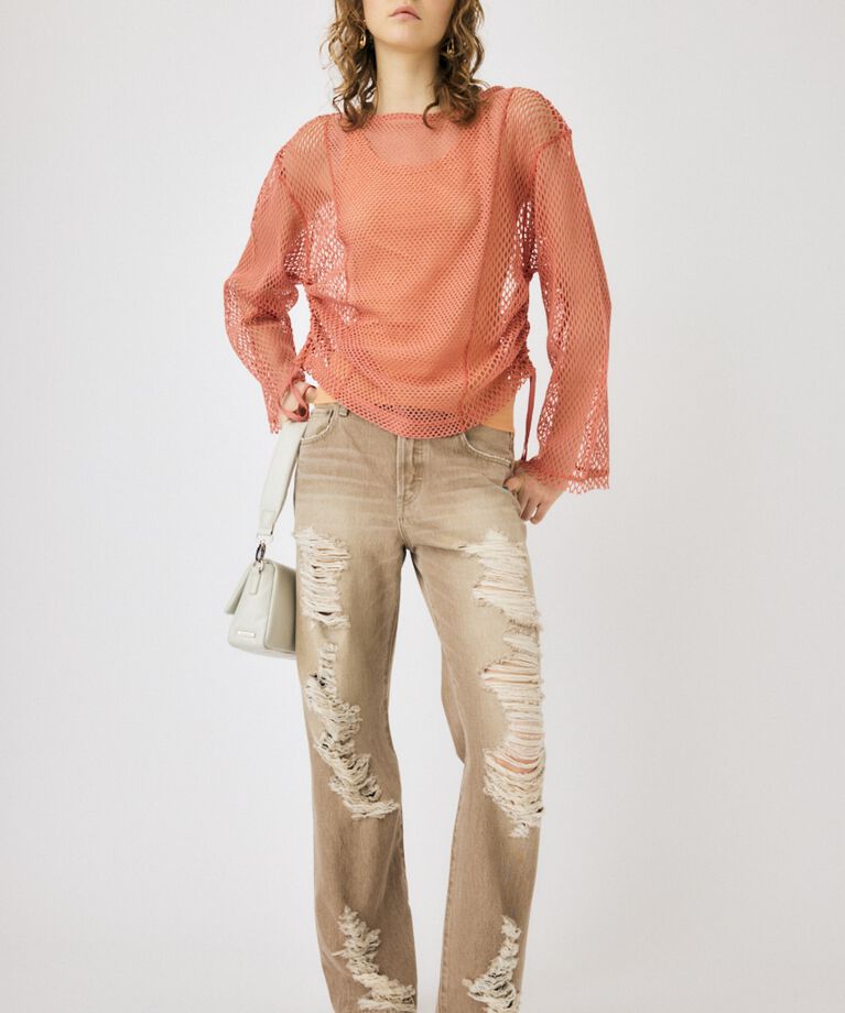 MOUSSY「HIGH DAMAGED STRAIGHT」|デニム|L/BEG1