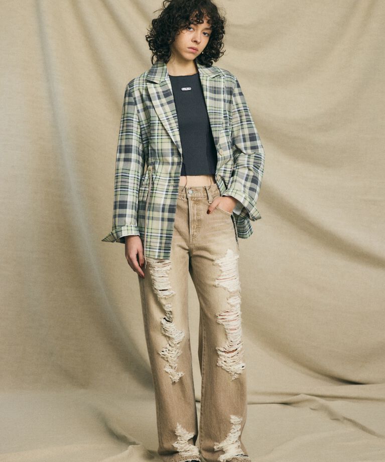 MOUSSY「HIGH DAMAGED STRAIGHT」|デニム|