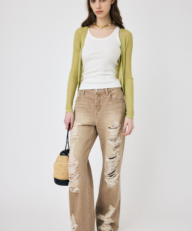 MOUSSY「HIGH DAMAGED STRAIGHT」|デニム|
