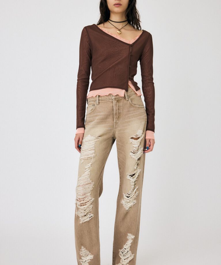 MOUSSY「HIGH DAMAGED STRAIGHT」|デニム|