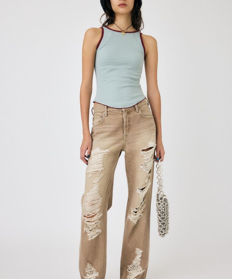 MOUSSY「HIGH DAMAGED STRAIGHT」|デニム|