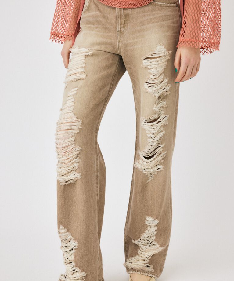 MOUSSY「HIGH DAMAGED STRAIGHT」|デニム|