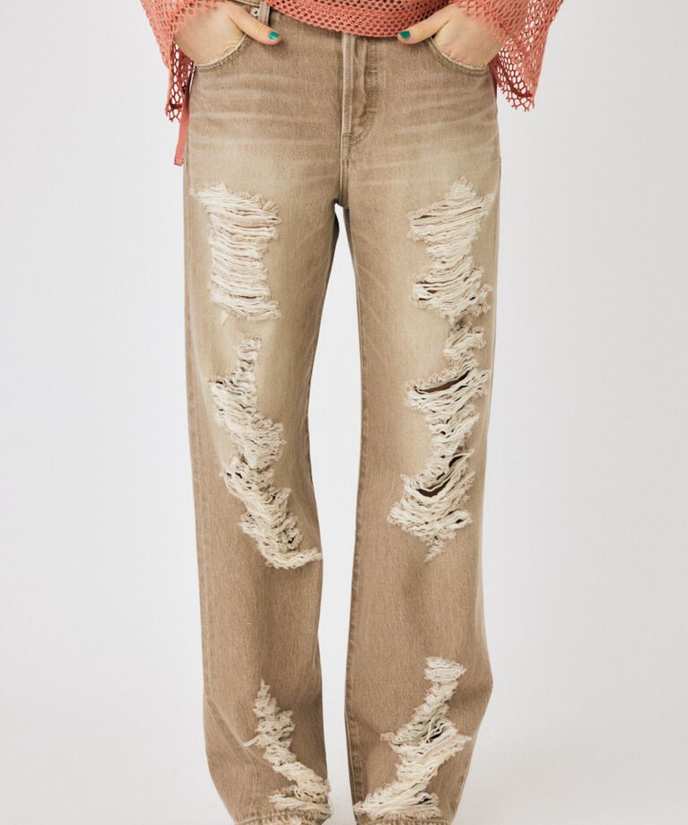 MOUSSY「HIGH DAMAGED STRAIGHT」|デニム|