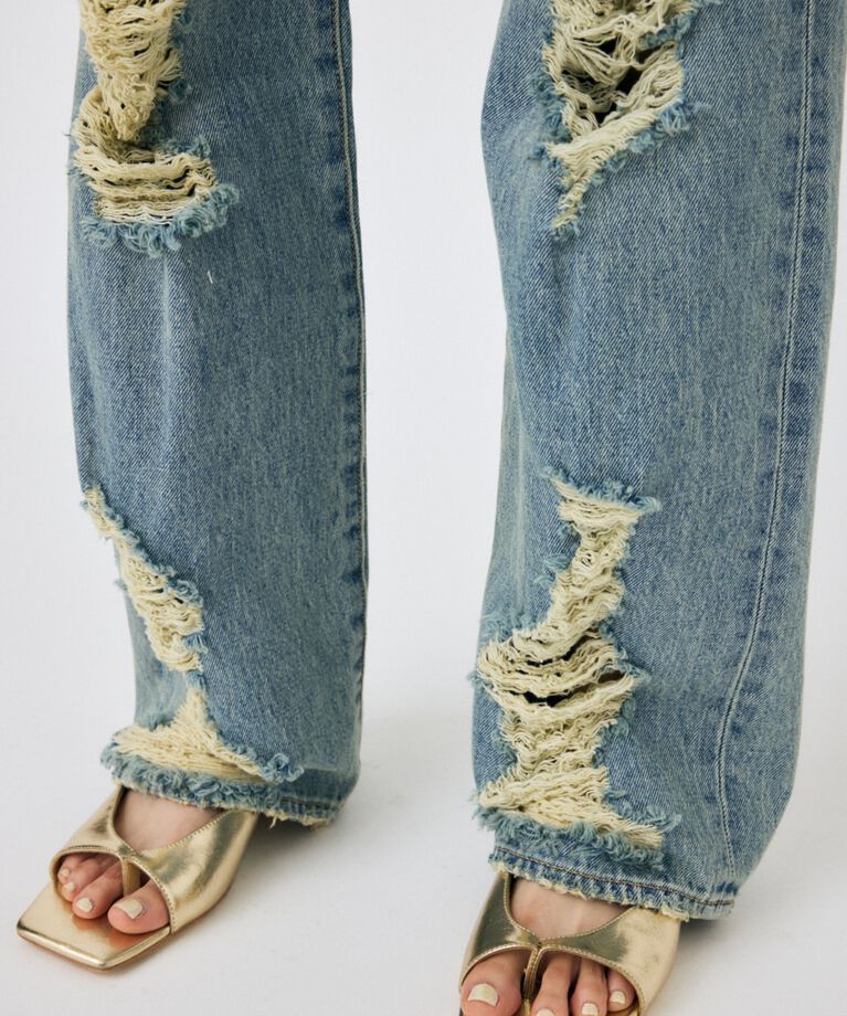 MOUSSY「HIGH DAMAGED STRAIGHT」|デニム|