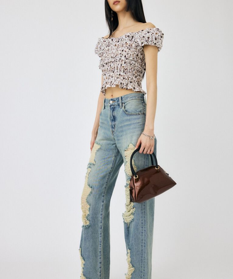 MOUSSY「HIGH DAMAGED STRAIGHT」|デニム|