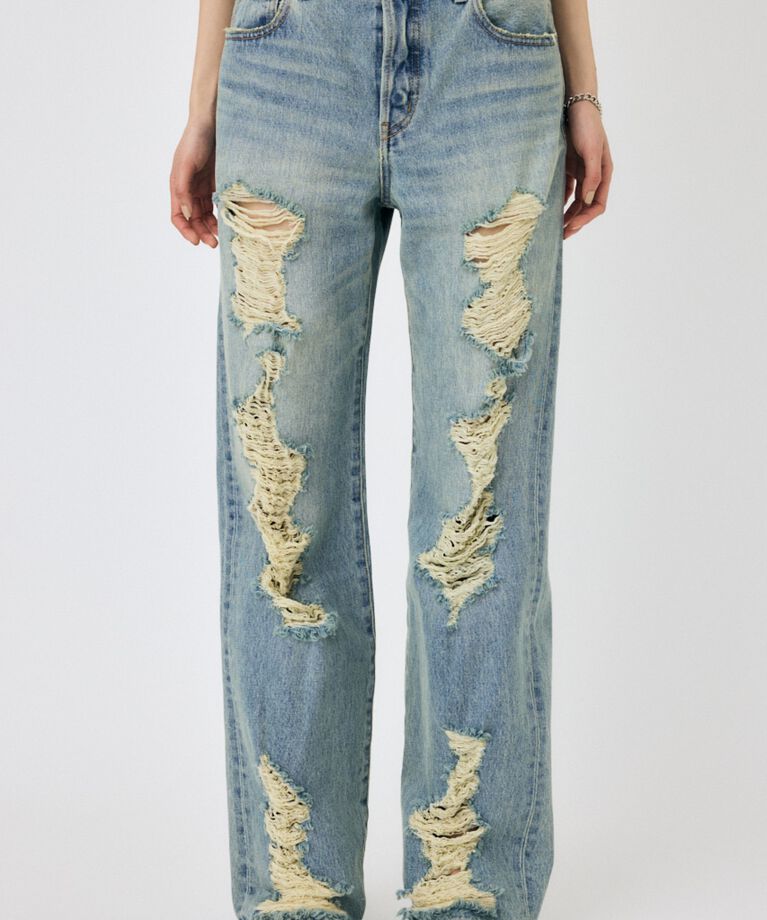 MOUSSY「HIGH DAMAGED STRAIGHT」|デニム|