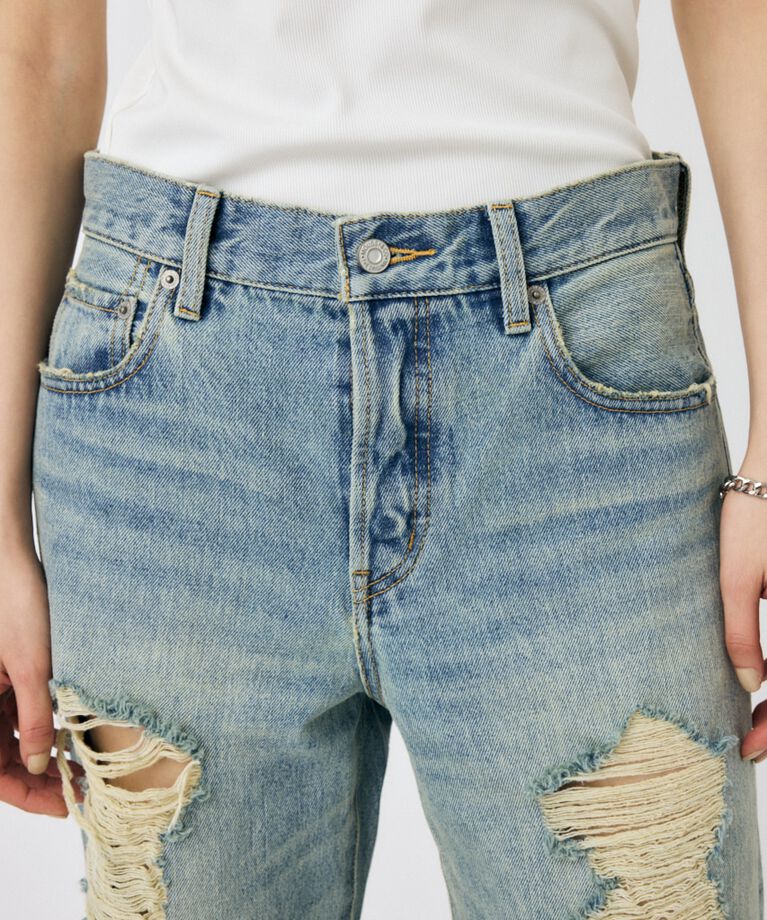 MOUSSY「HIGH DAMAGED STRAIGHT」|デニム|