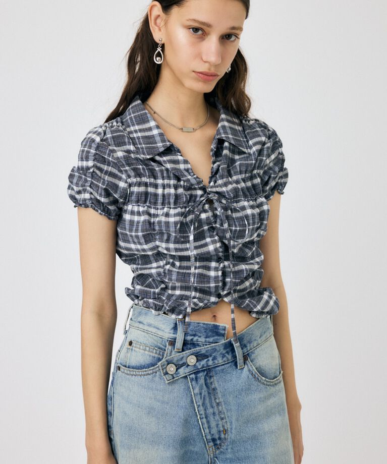MOUSSY「SHIRRING RIBBON シャツ」|シャツ・ブラウス|