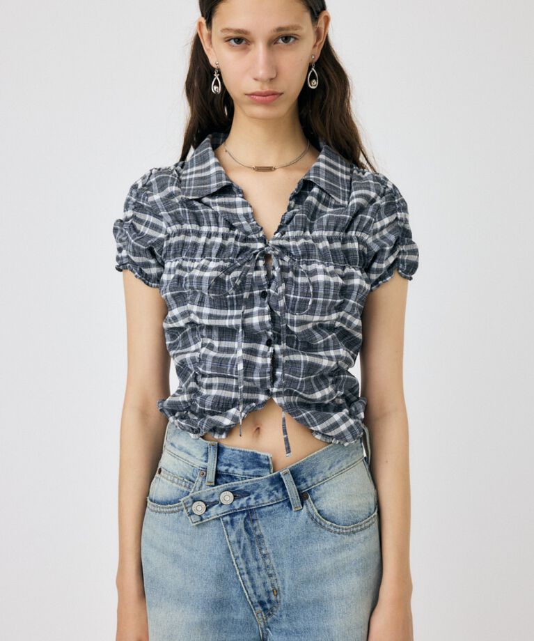 MOUSSY「SHIRRING RIBBON シャツ」|シャツ・ブラウス|