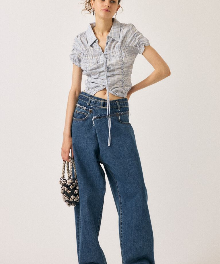 MOUSSY「SHIRRING RIBBON シャツ」|シャツ・ブラウス|