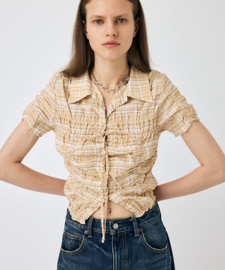 MOUSSY「SHIRRING RIBBON シャツ」|シャツ・ブラウス|