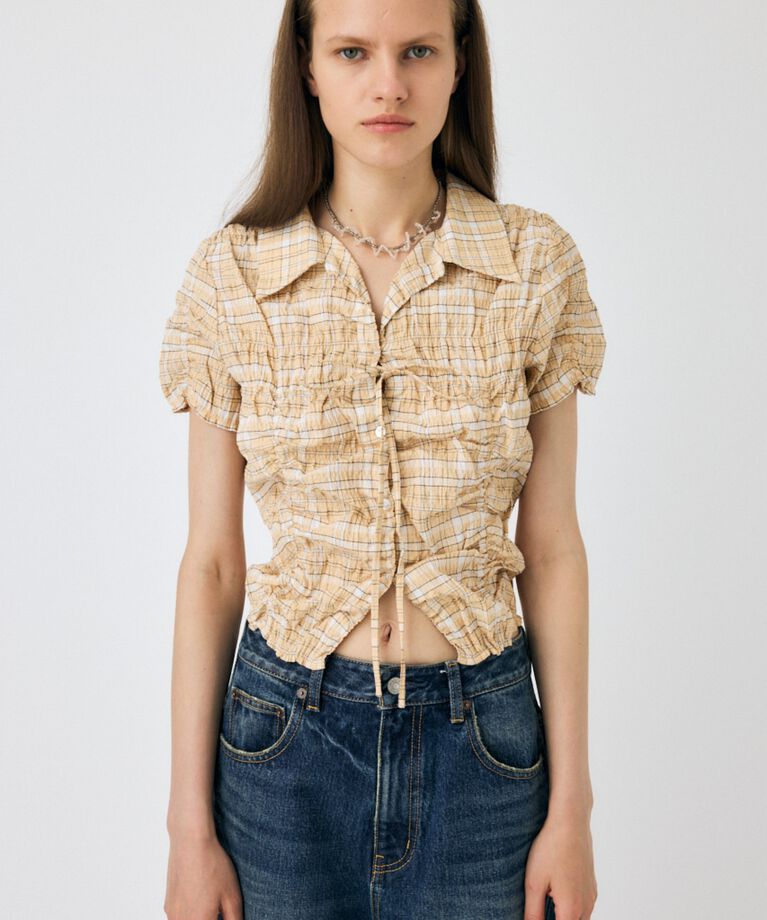 MOUSSY「SHIRRING RIBBON シャツ」|シャツ・ブラウス|